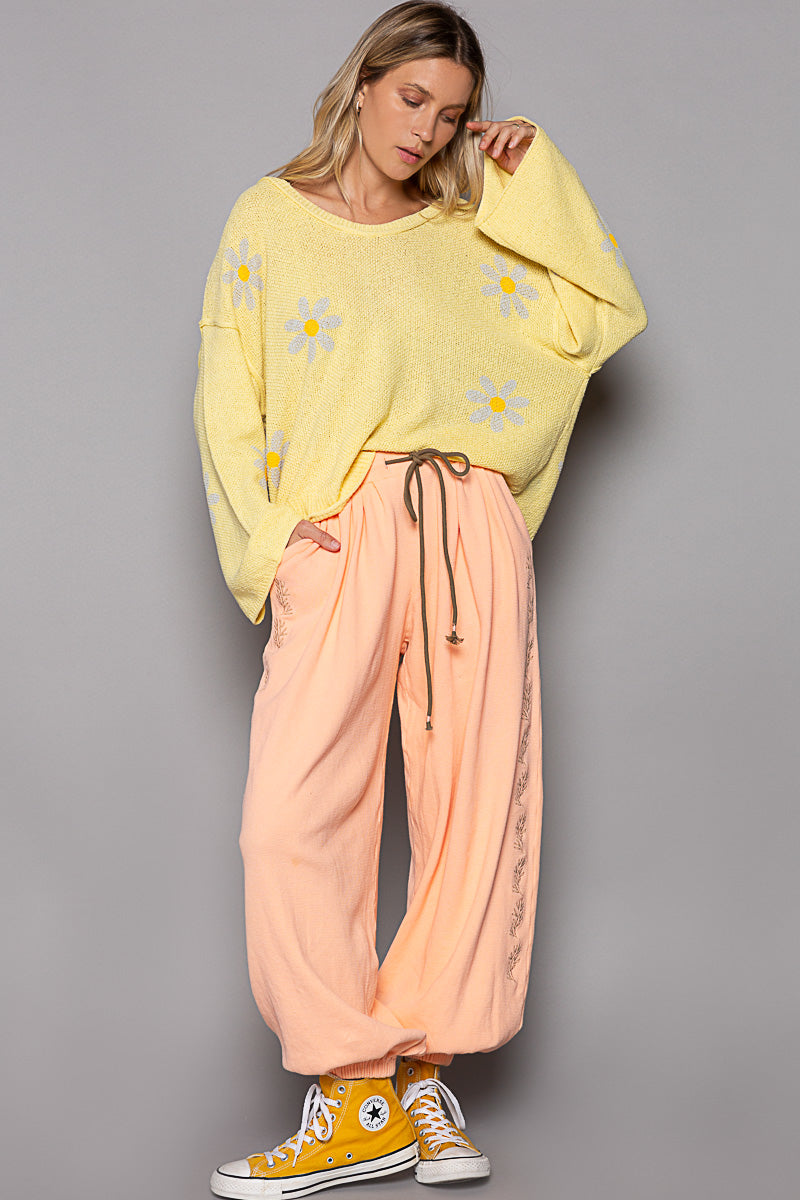Sunshine On My Mind Floral Printed Long Sleeve Sweater in Yellow