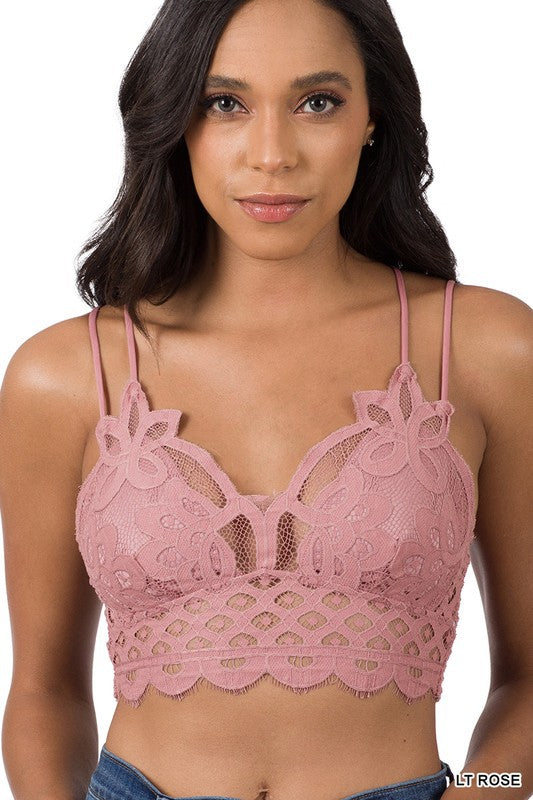 Sweet Muse Scallop Lace Bralette in Light Rose