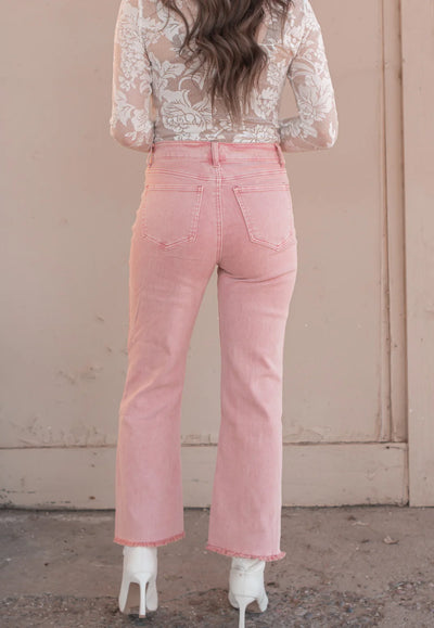 ***DOORBUSTER*** It's About Time 2 Colored Denim Wide Leg Jeans in Ash Rose