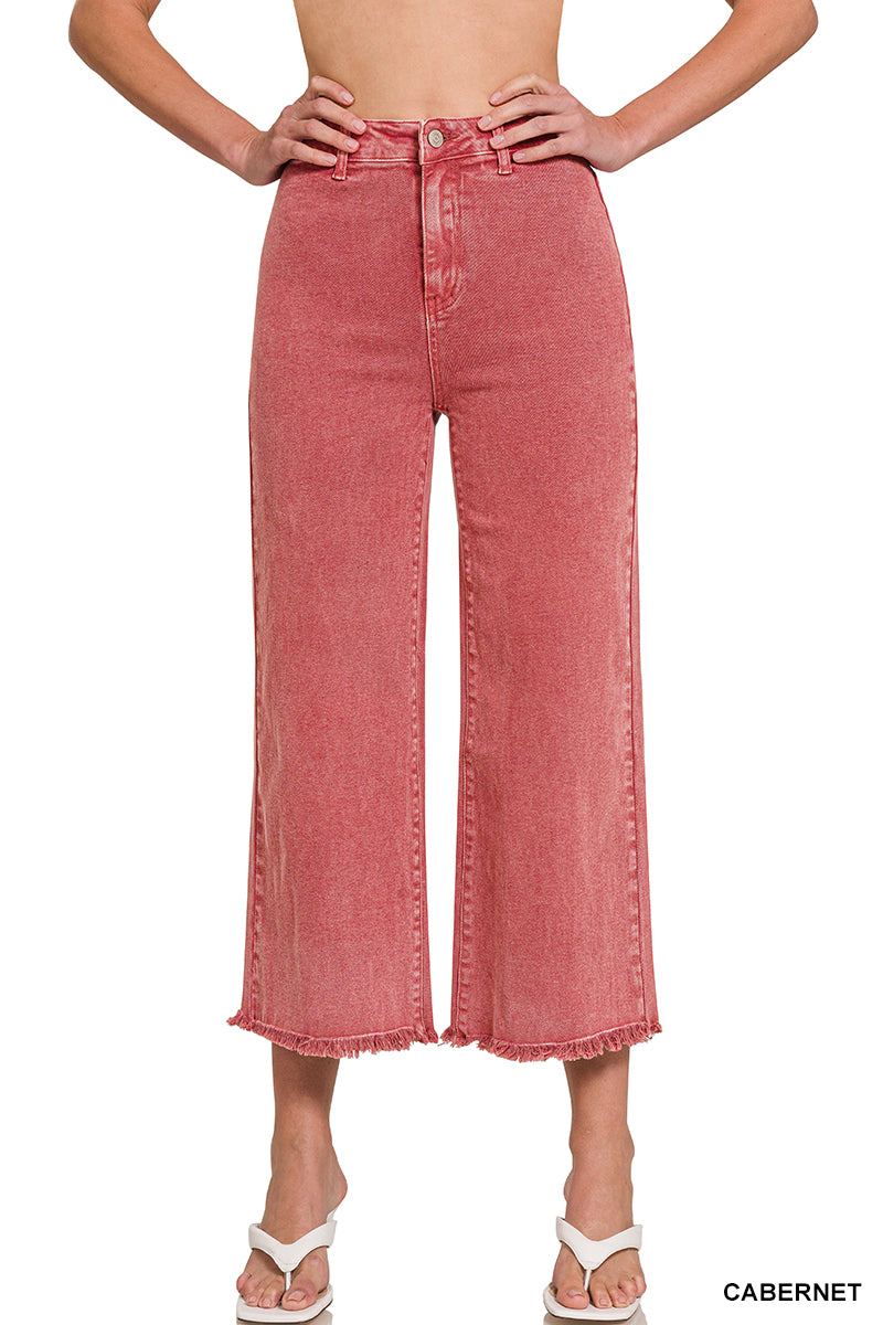 ***DOORBUSTER*** It's About Time Colored Denim Wide Leg Jeans in Cabernet