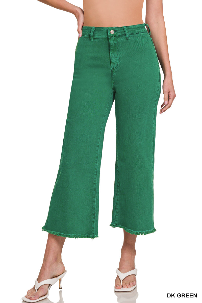 ***DOORBUSTER*** It's About Time Colored Denim Wide Leg Jeans in Dark Green