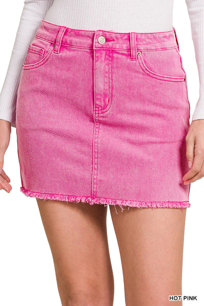 ***DOORBUSTER*** It's About Time Colored Denim Mini Skirt in Hot Pink