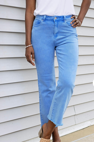 ***DOORBUSTER*** It's About Time 2 Colored Denim Wide Leg Jeans in Ocean Blue