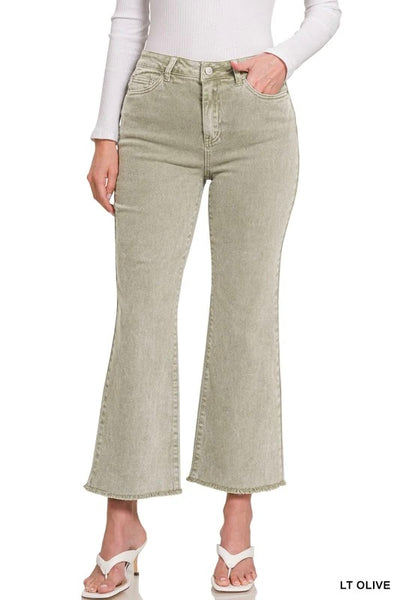 ***DOORBUSTER*** It's About Time 2 Colored Denim Wide Leg Jeans in Light Olive