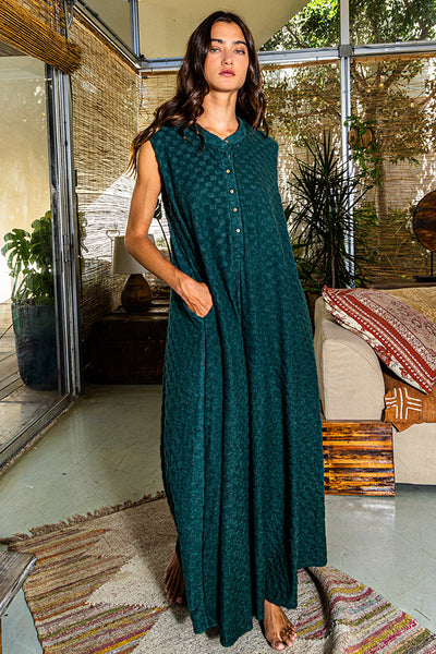 Nellie Checkered Jumpsuit in Hunter Green