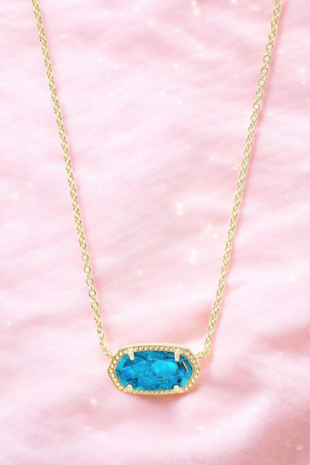 Kendra Scott Elisa Short Pendant in Gold Bronze Veined Turquoise