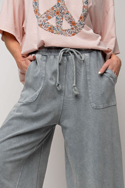 Stay Comfy Wide Leg Comfy Pants in Faded Teal