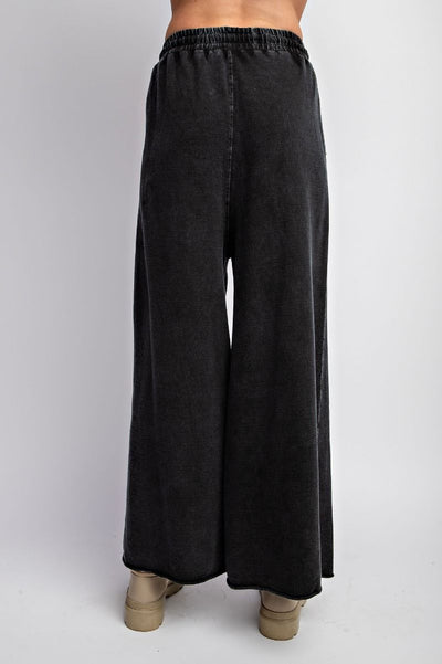Easy Does It Mineral Washed Wide Leg Pants in Black