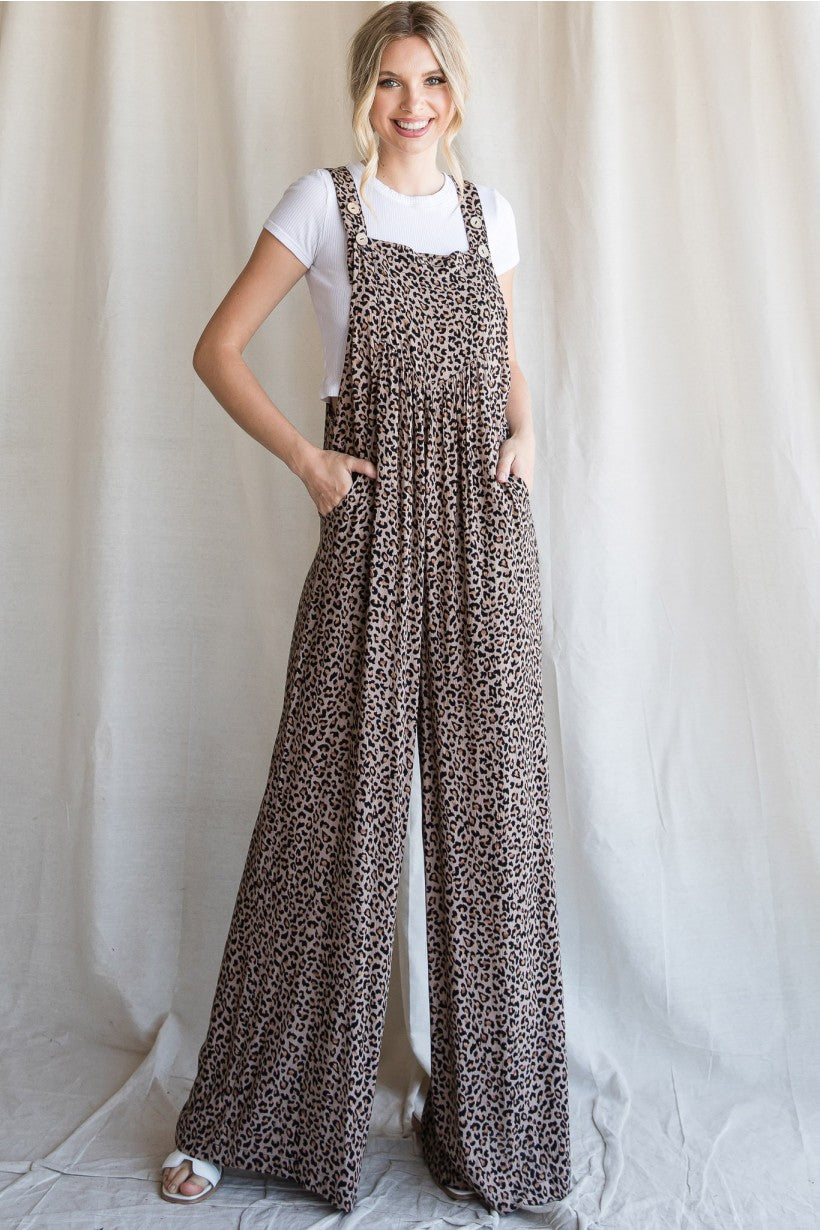 Safari Party Oversized Jumpsuit Overalls in Taupe