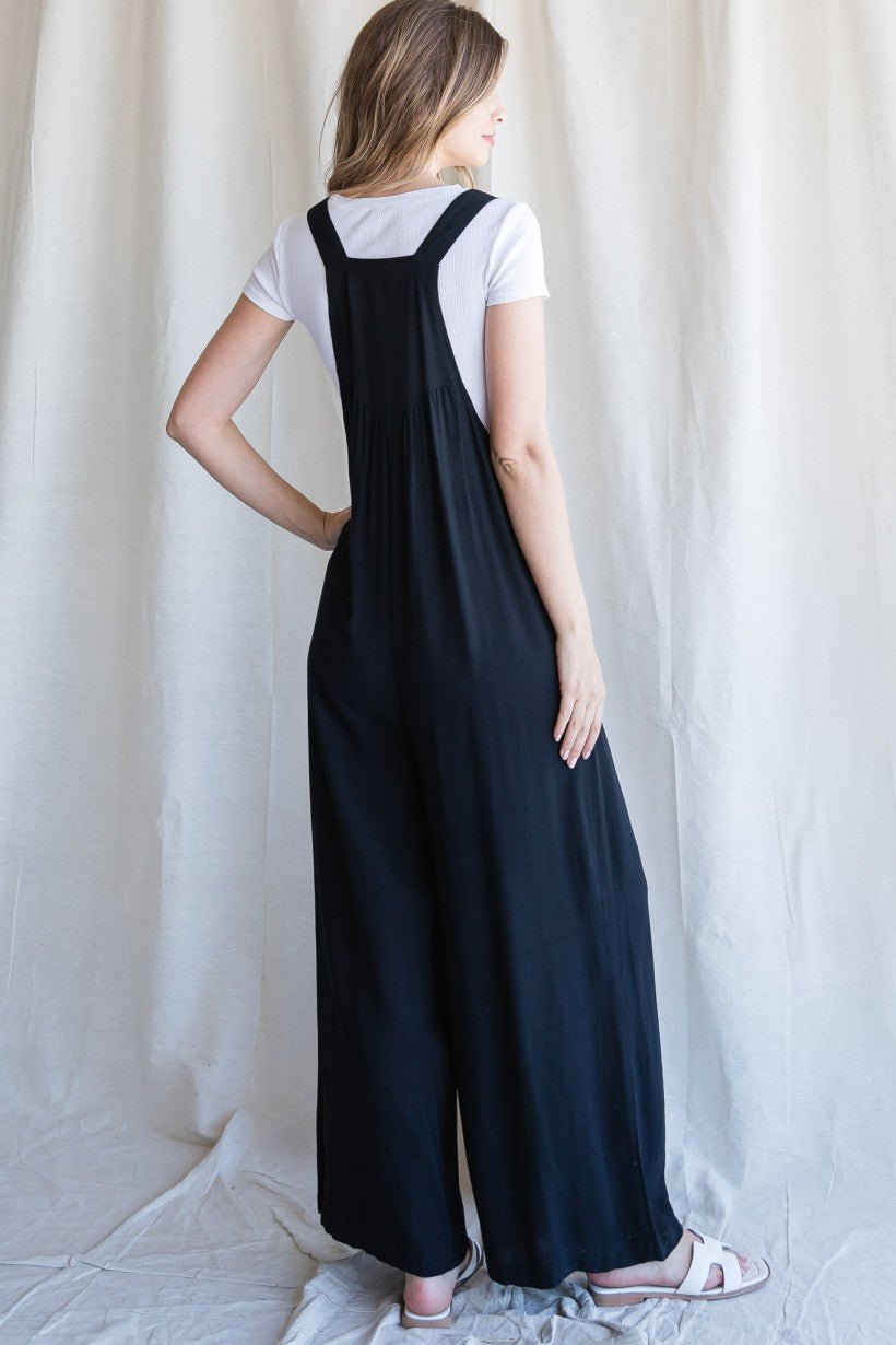 Hit or Miss Oversized Jumpsuit Overalls in Black