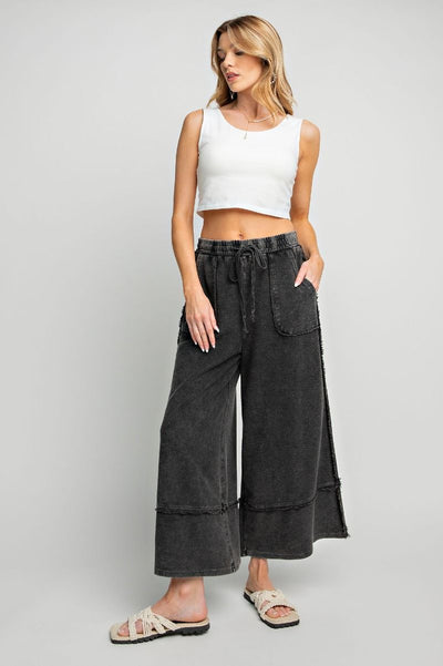 Let's Chill Comfy Wide Leg Pants in Black