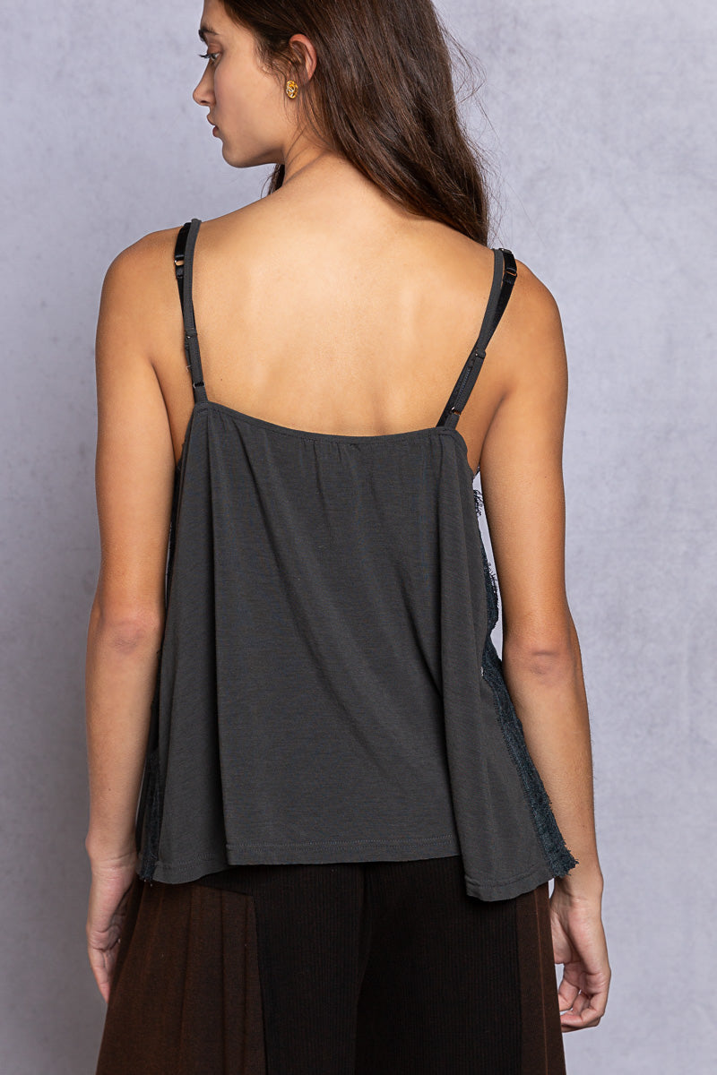 Run Away With Me Lace Tank in Charcoal