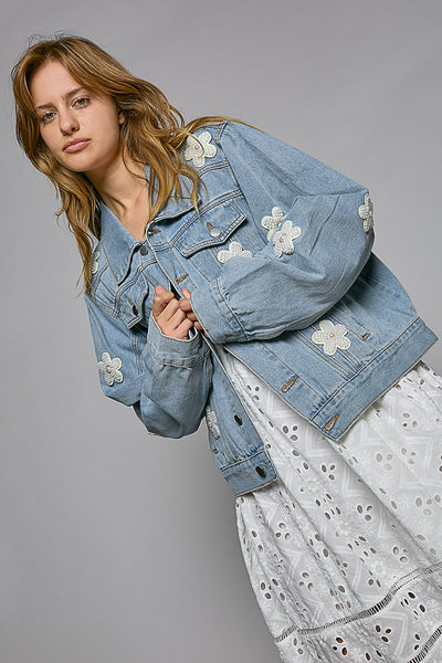 Kylie Floral Patch Denim Jacket