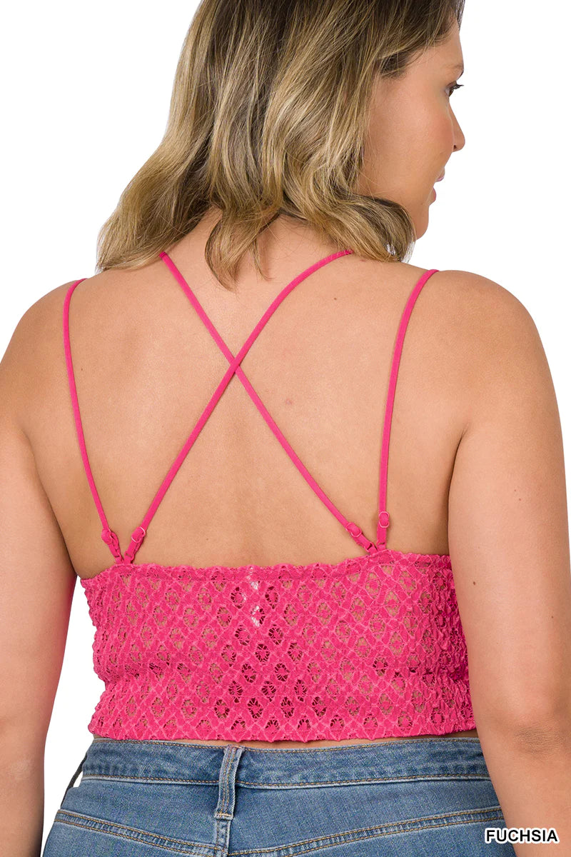 Sweet Muse Scallop Lace Bralette in Fuchsia