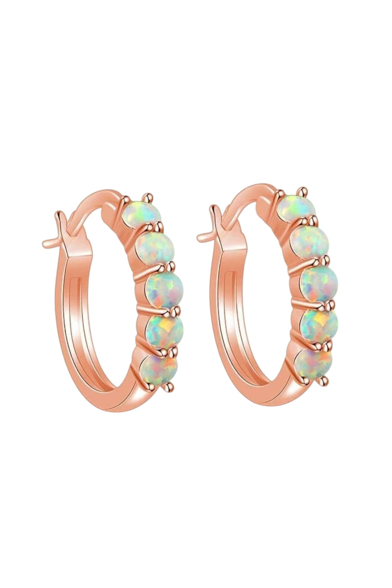 Cherise White Fire Opal Rose Gold Earrings