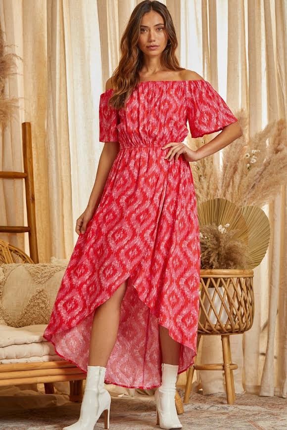 Days Like These Aztec Maxi Dress in Red/Pink