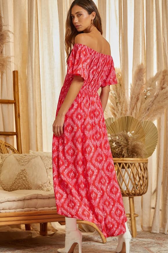 Days Like These Aztec Maxi Dress in Red/Pink