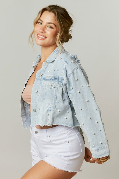 One in a Million Denim and Pearls Jacket