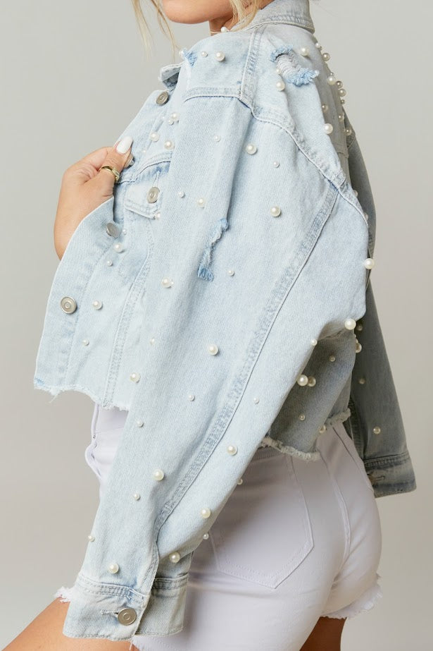 One in a Million Denim and Pearls Jacket