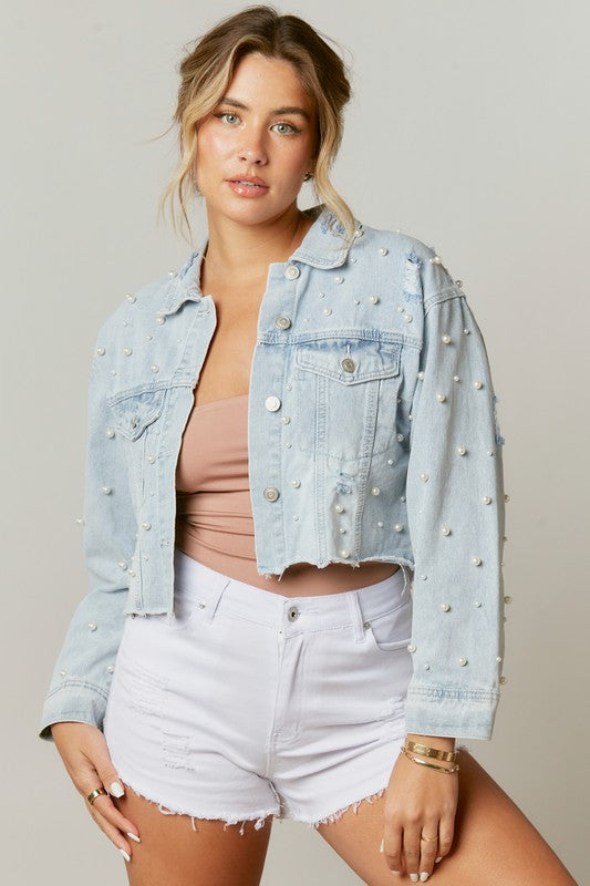 One in a Million Denim and Pearls Jacket