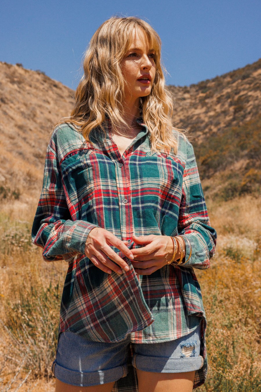 Catch You Later Plaid Flannel Shacket in Washed Jade