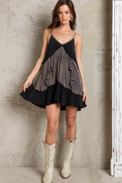 Forever Yours Ruffle Mini Dress in Charcoal