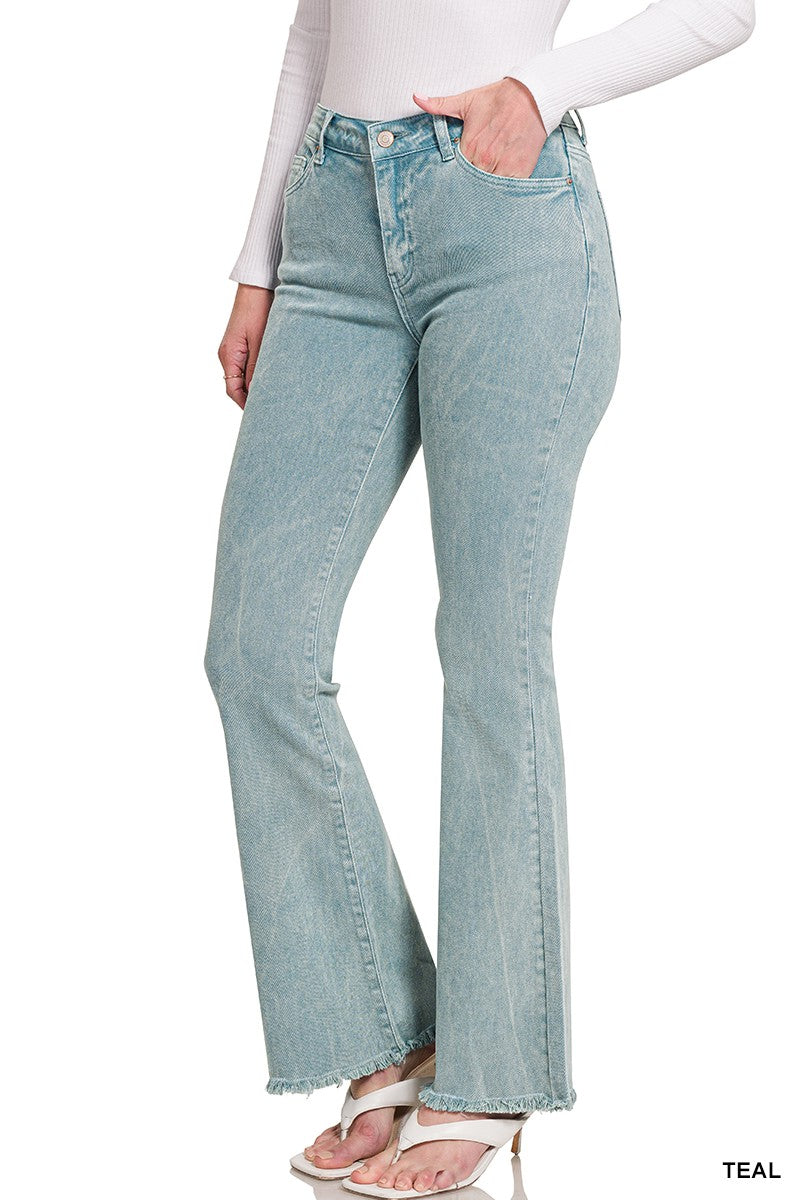 ***DOORBUSTER*** It's About Time Colored Denim Flares in Teal