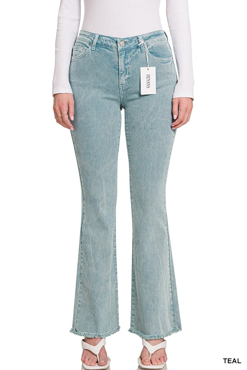 ***DOORBUSTER*** It's About Time Colored Denim Flares in Teal