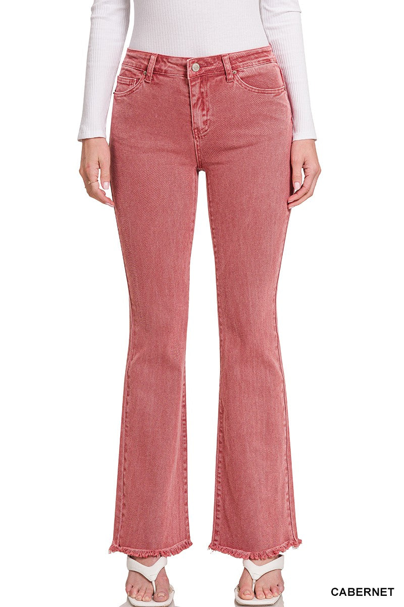***DOORBUSTER*** It's About Time Colored Denim Flares in Cabernet