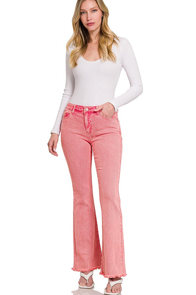 ***DOORBUSTER*** It's About Time Colored Denim Flares in Ash Pink