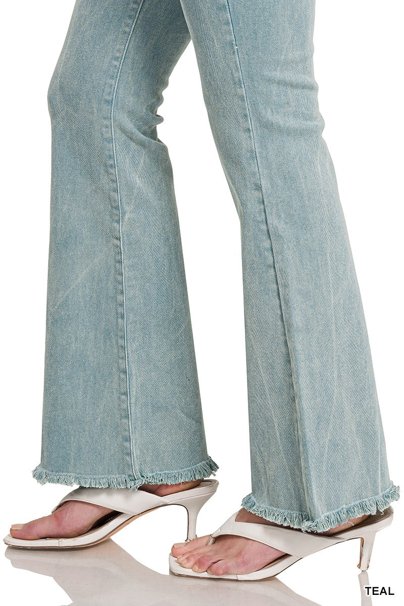 ***DOORBUSTER*** It's About Time Colored Denim Flares in Teal