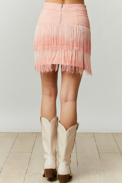 It's a Wrap Ombre Fringe Skirt in Peach
