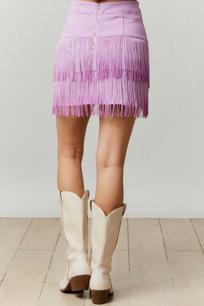 It's a Wrap Ombre Fringe Skirt in Lavender