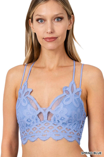 Sweet Muse Scallop Lace Bralette in Spring Blue