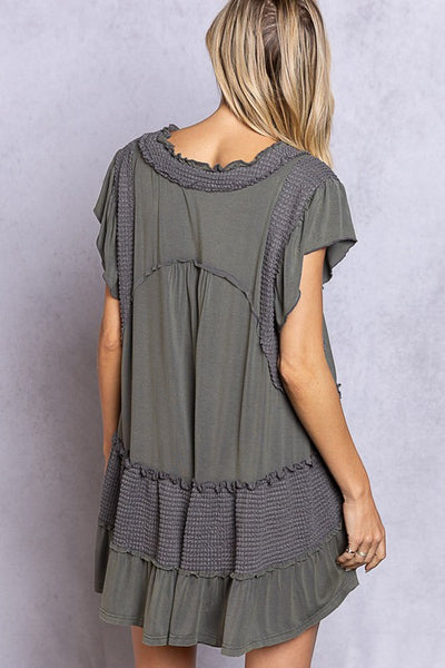 Caught in a Breeze Ruffle Top in Charcoal