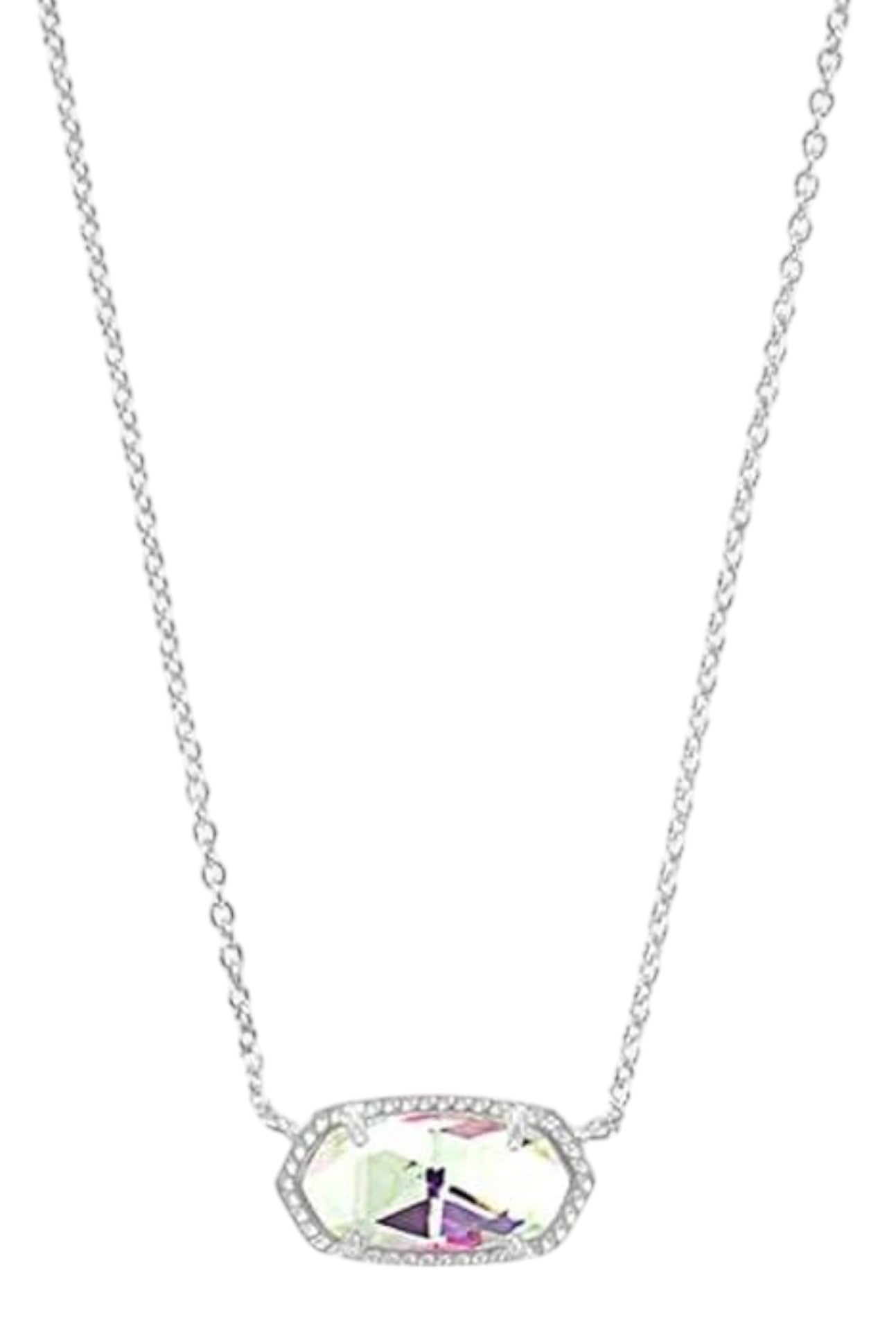 Kendra Scott Elisa Short Pendant in Silver Dichroic Glass