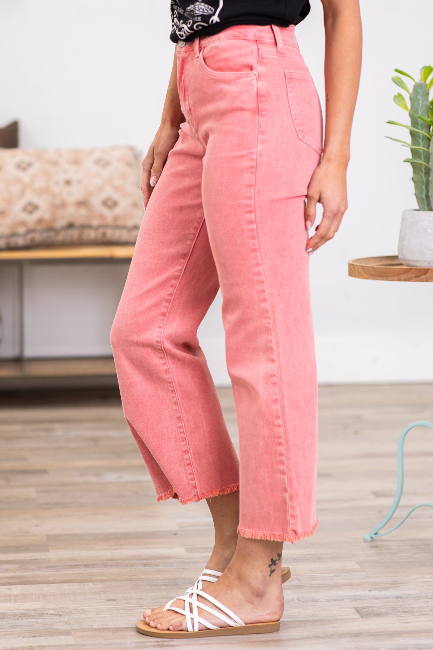 ***DOORBUSTER*** It's About Time 2 Colored Denim Wide Leg Jeans in Ash Pink