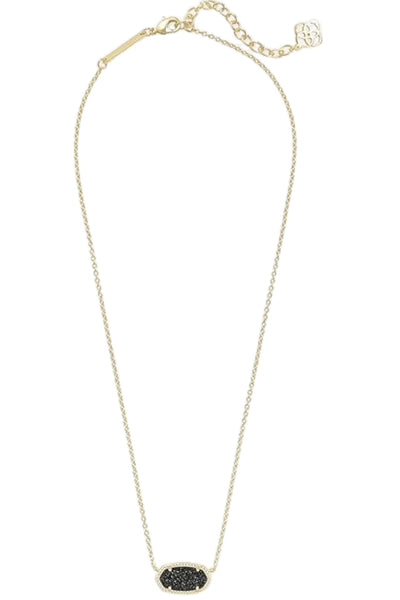 Kendra Scott Elisa Short Pendant in Gold Black Drusy