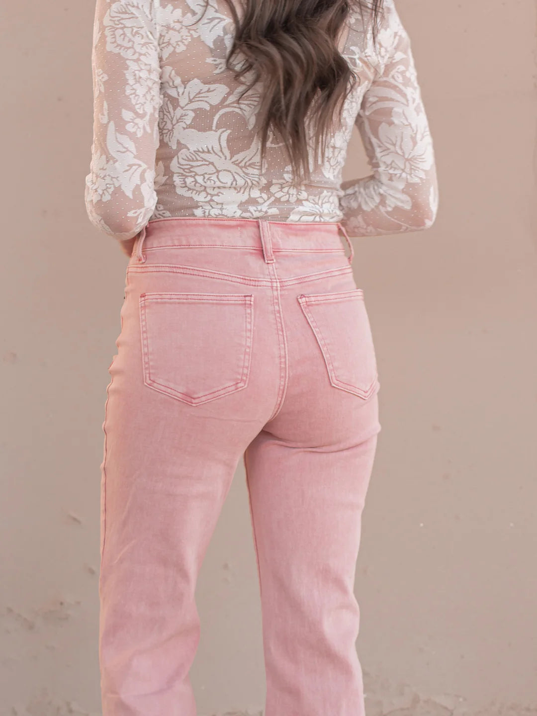 ***DOORBUSTER*** It's About Time 2 Colored Denim Wide Leg Jeans in Ash Rose