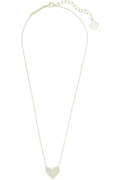 Kendra Scott Ari Heart Pendant in Gold Iridescent Drusy