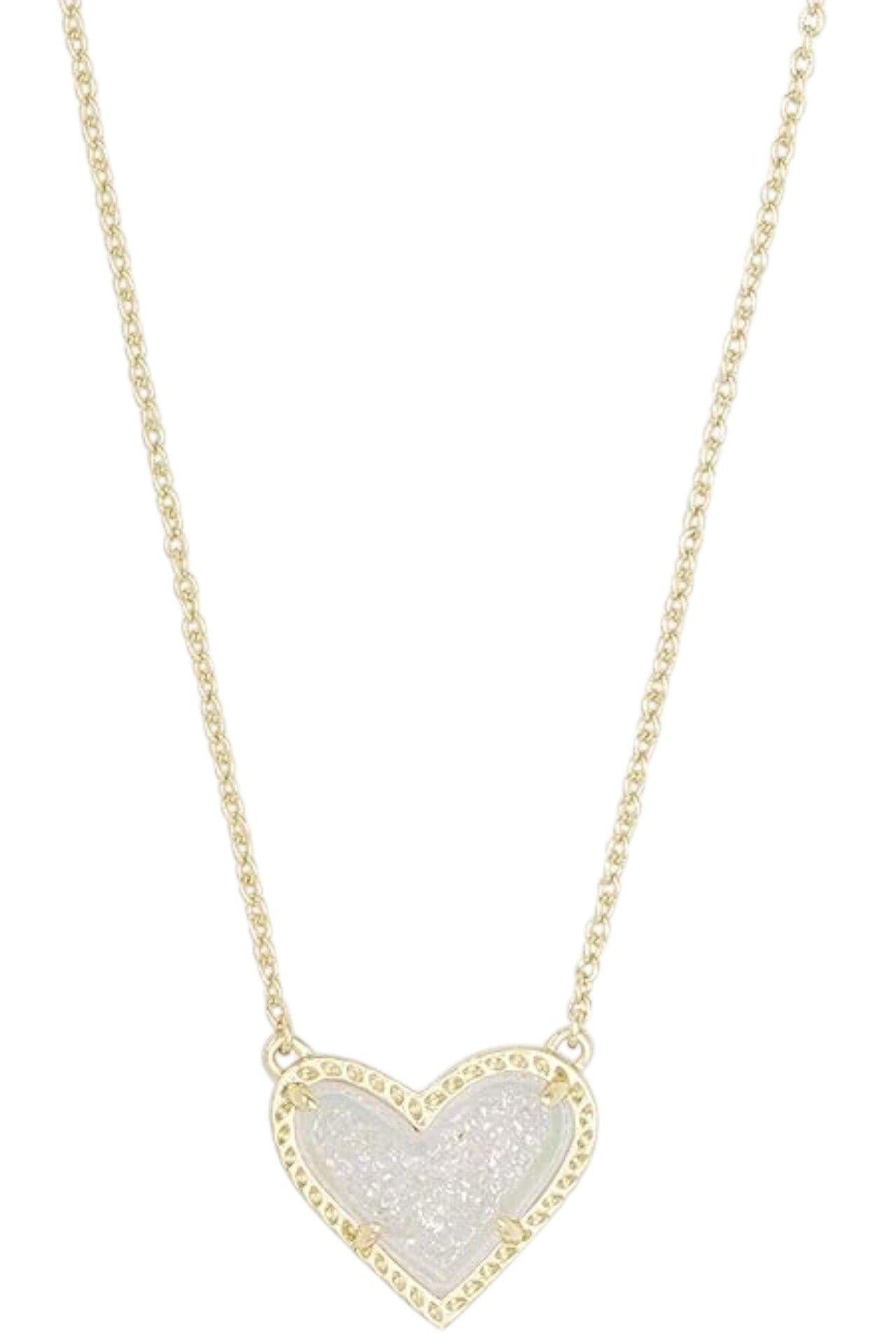 Kendra Scott Ari Heart Pendant in Gold Iridescent Drusy