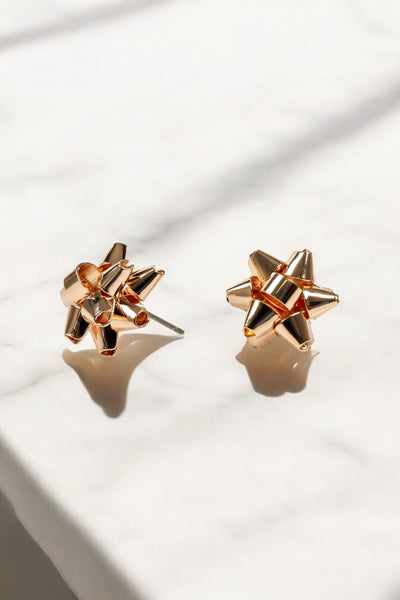 Kate Spade New York Bourgeois Bow Stud Earrings in Rose Gold