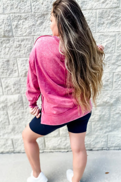 Cozy Babe French Terry Pullover Sweatshirt in Ash Pink
