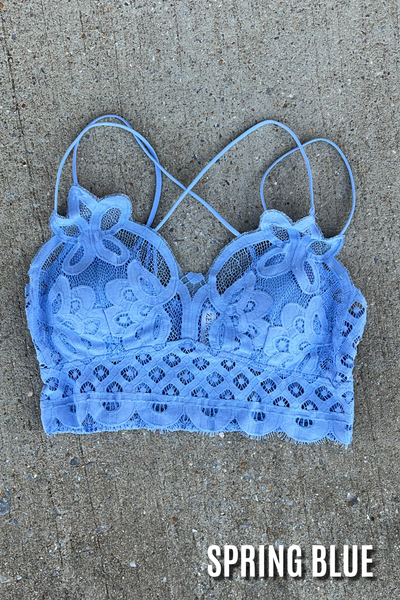 Sweet Muse Scallop Lace Bralette in Spring Blue