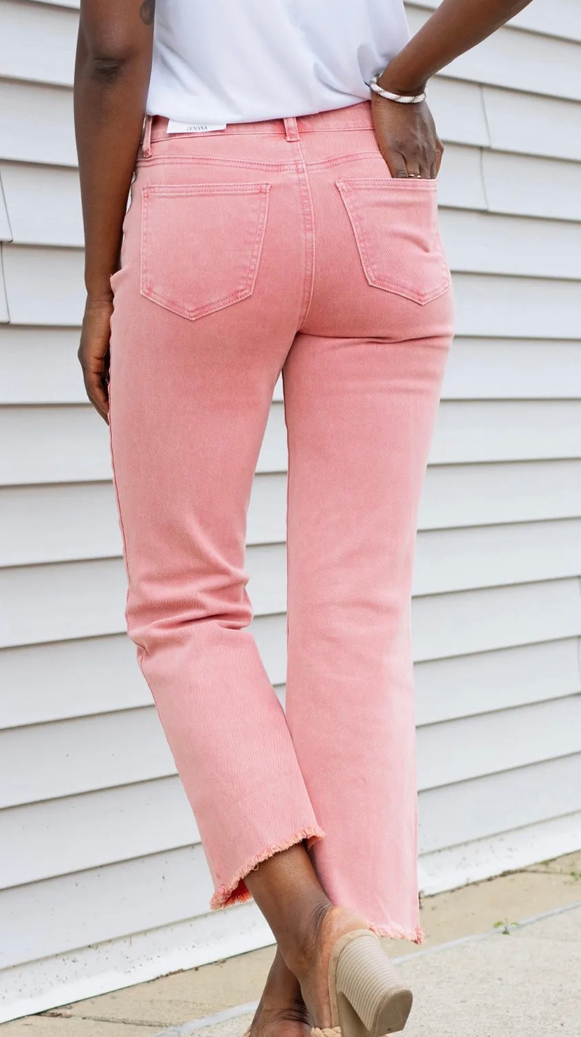 ***DOORBUSTER*** It's About Time 2 Colored Denim Wide Leg Jeans in Ash Pink