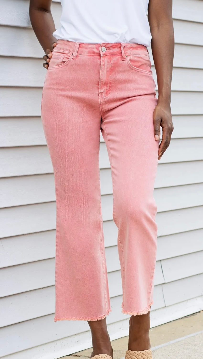 ***DOORBUSTER*** It's About Time 2 Colored Denim Wide Leg Jeans in Ash Pink