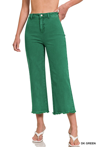 ***DOORBUSTER*** It's About Time Colored Denim Wide Leg Jeans in Dark Green