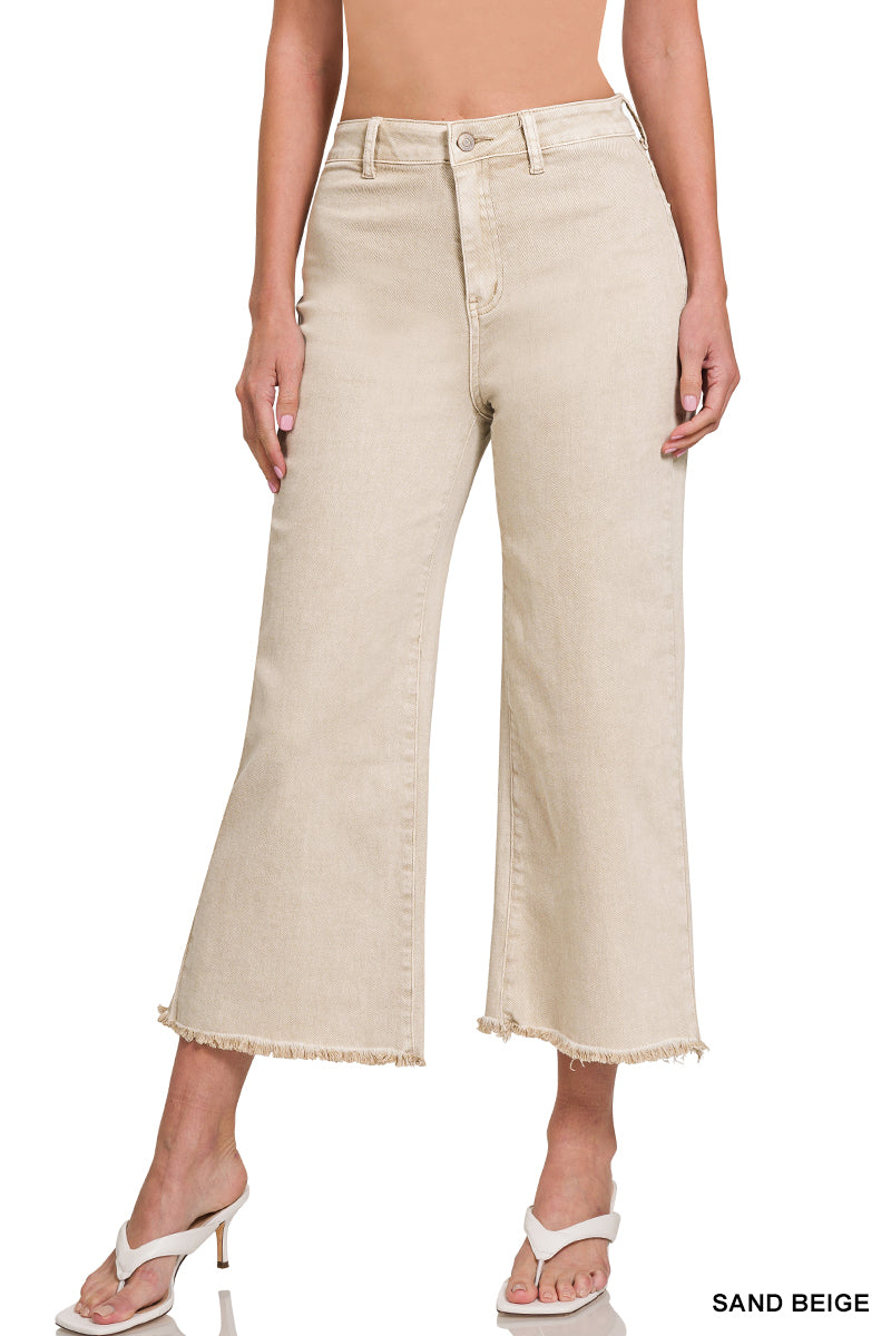 ***DOORBUSTER*** It's About Time Colored Denim Wide Leg Jeans in Sand Beige