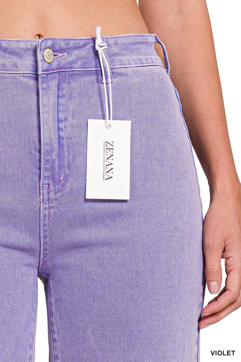 ***DOORBUSTER*** It's About Time Colored Denim Wide Leg Jeans in Violet