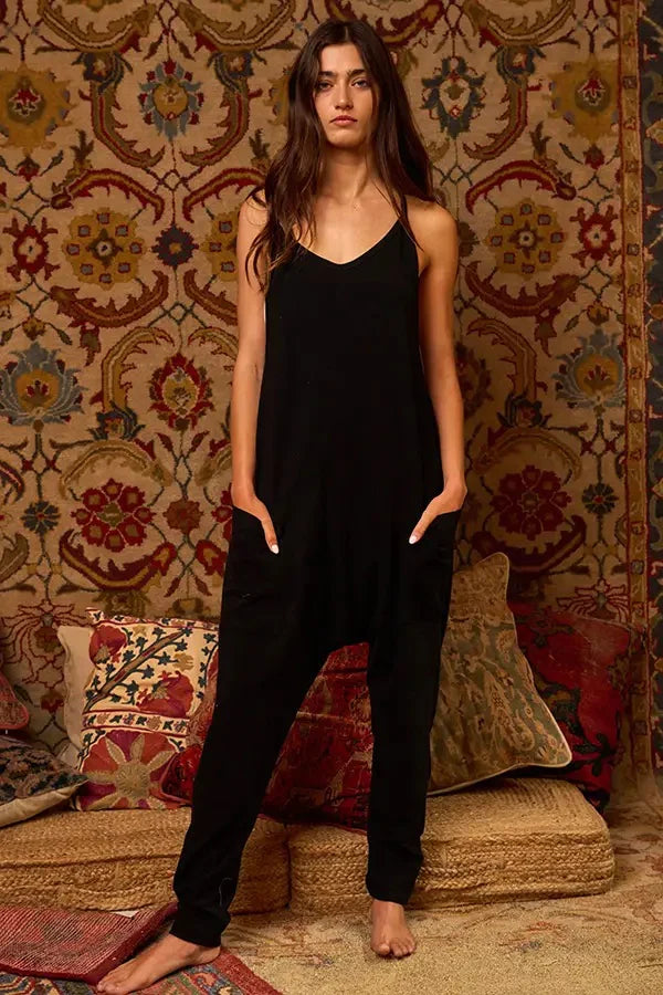 Hot for Harem Drop Crotch Jumpsuit in Black